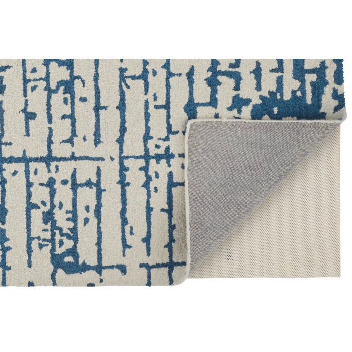 Feizy Dineen Mid-Century Modern Abstract, Ivory/Blue, 8' x 10' Area Rug