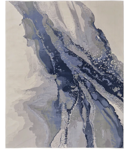 Feizy Clio Industrial Abstract, Blue/Gray/Ivory, 2'-9" x 7'-10" RUNNER Runner