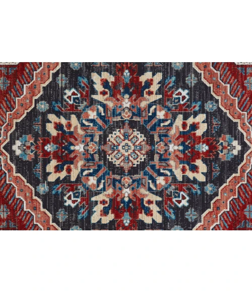 Feizy Nolan Vinatge Style Tribal Kazak Rug, True Red/River Blue, 12ft-10in x 15ft