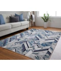Feizy Indio Casual Herringbone, Ivory/Blue/Gray, 9'-2" x 12' Area Rug