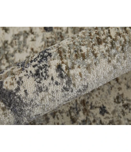 Feizy Kano Classic Distressed, Ivory/Taupe/Gray, 5'-3" x 7'-6" Area Rug