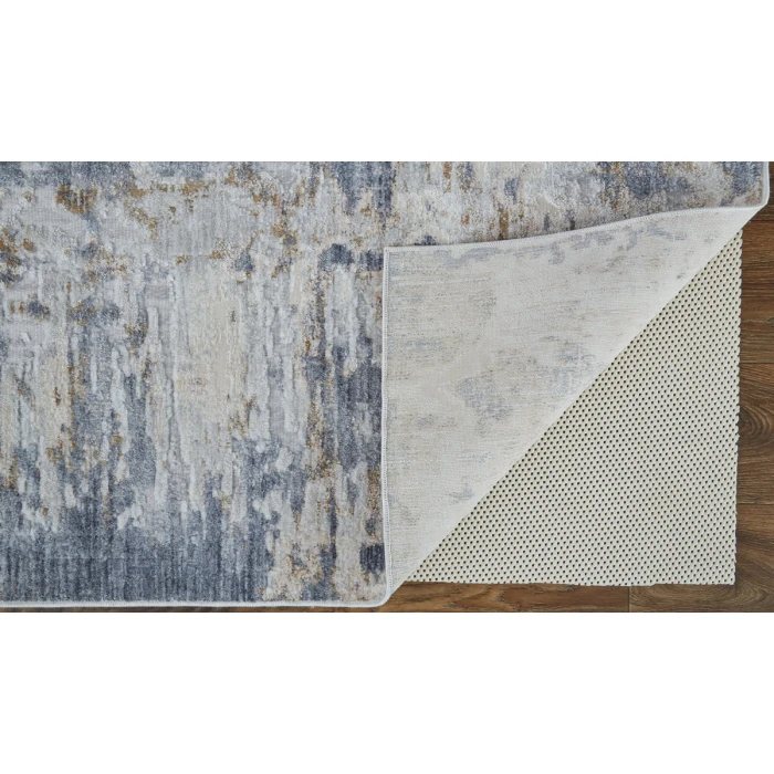 Feizy Laina Industrial Abstract, Ivory/Gray/Blue, 3' x 12' Runner
