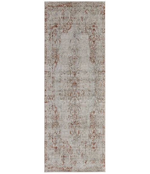 Feizy Kaia Casual Distressed, Tan/Ivory/Orange, 2'-6" x 8' Runner