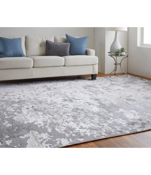 Feizy Micah Industrial Abstract, Silver/Gray/White, 3'-11" x 6' Accent Rug