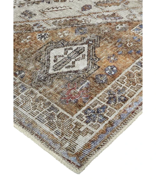 Feizy Percy Vintage Medallion Area Rug, Terracotta/Country Blue, 5ft-3in x 7ft-6in