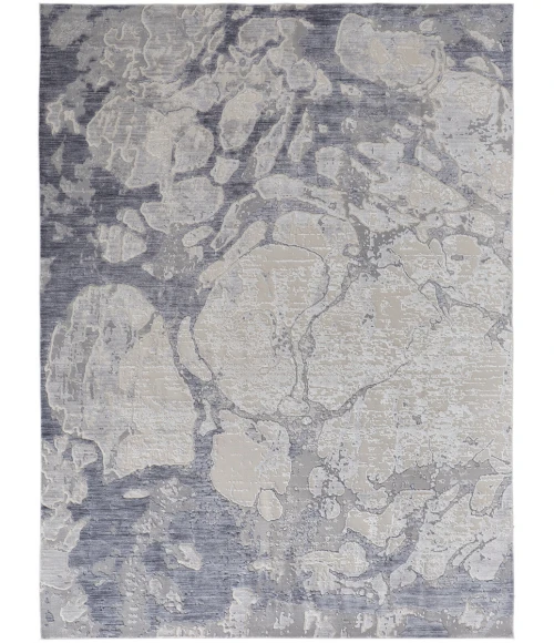 Feizy Laina Casual Abstract, Ivory/Blue, 7'-10" x 9'-6" Area Rug