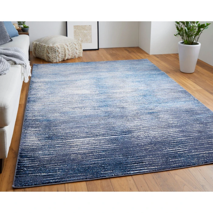 Feizy Indio Industrial Gradient & Ombre, Blue/Gray/Ivory, 2'-10" x 7'-10" Runner