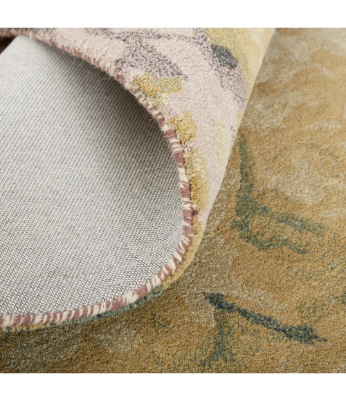 Feizy Amira Modern Watercolor Rug, Eggplant/Lodon Green/Gold, 9ft x 12ft Area Rug