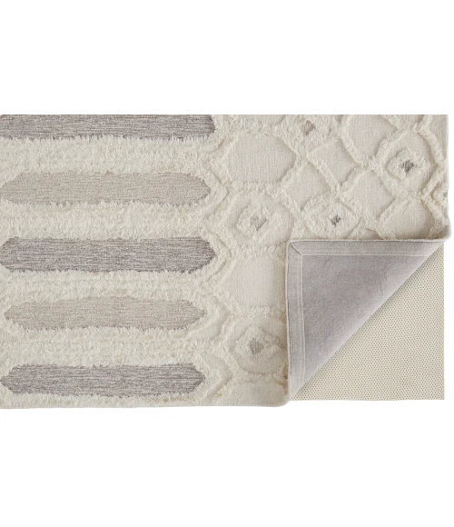 Feizy Anica Moroccan Wool Tufted Area Rug, Ivory/Taupe/Tan, Ivory, 2ft x 3ft Area Rug