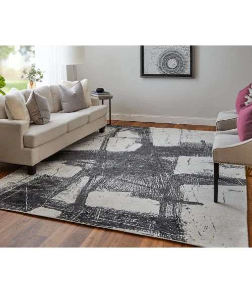 Feizy Coda Industrial Abstract, Black/White, 5' x 8' Area Rug