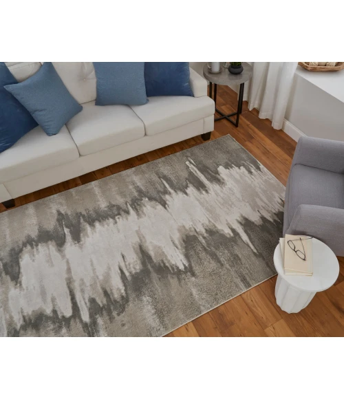 Feizy Micah Casual Abstract, Gray/Taupe/Ivory, 1'-8" x 2'-10" Accent Rug