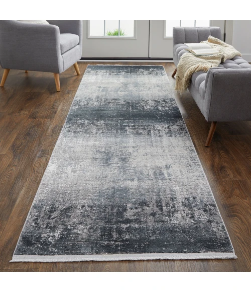 Feizy Cadiz Casual Abstract, Gray/Black/Silver, 3'-1" x 10' Runner