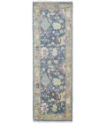 Feizy Karina Luxe Hand Knot Botanical Rug, Blue/Wheat Beige, 2ft-6in x 8ft-Runner