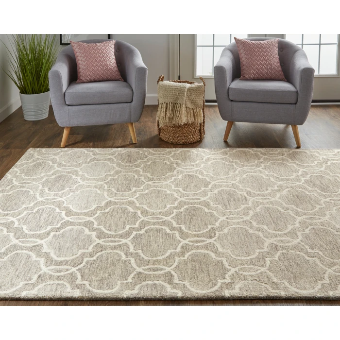 Feizy Belfort Cottage Trellis & Lattice, Gray/Ivory, 10' x 14' Area Rug