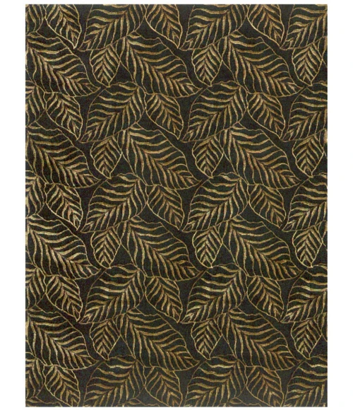Feizy Leafscape BLACK 2857273F 5 ft. 6 in. X 8 ft. 6 in. Rectangle Rug