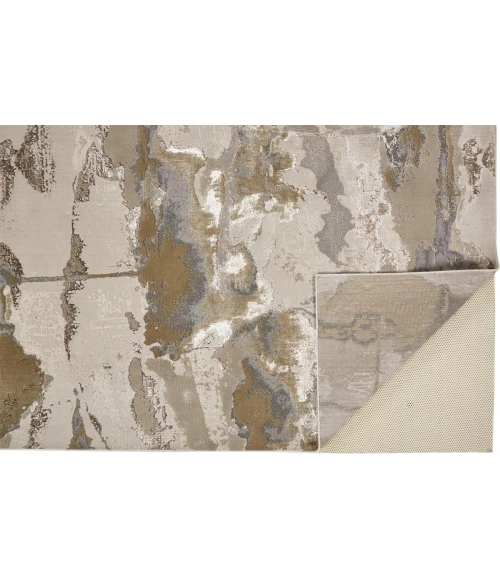 Feizy Aura Casual Watercolor, Gray/Ivory/Gold, 12' x 18' Area Rug