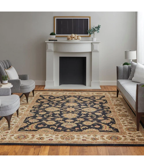 Feizy Wagner Classic Oriental, Black/Gold/Tan, 5' x 8' Area Rug