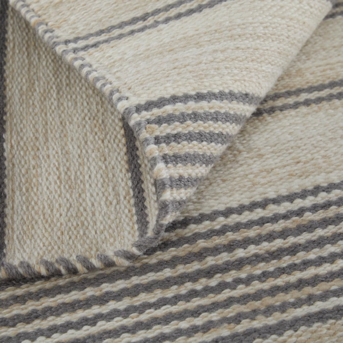 Feizy Duprine Casual Stripes, Gray/Ivory, 10' x 14' Area Rug