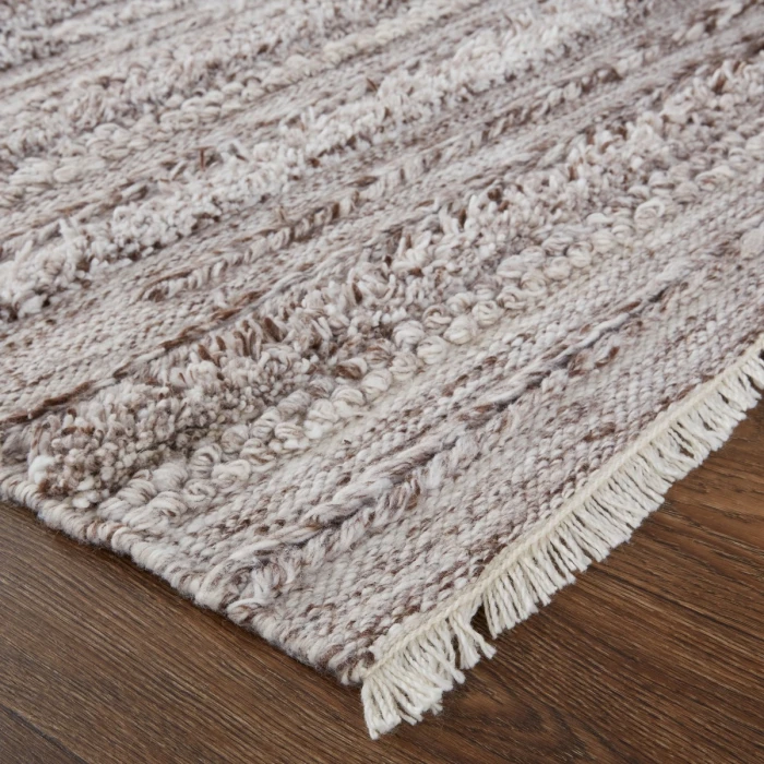 Feizy Alden Contemporary Bohemian Shag Rug, Ivory/Rustic Brown, 5ft x 8ft Area Rug