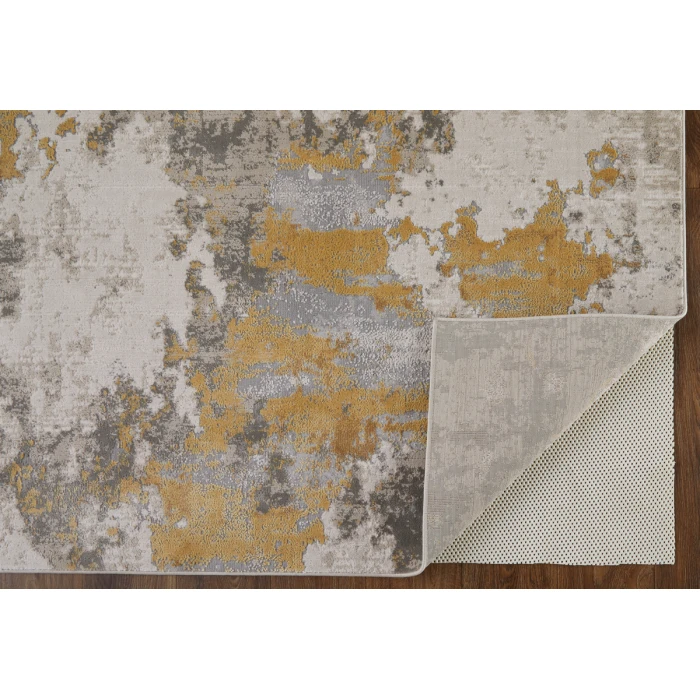 Feizy Waldor Luxury & Glam Abstract, Ivory/Gold/Gray, 8' x 11' Area Rug