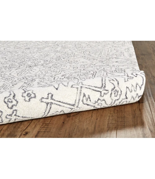 Feizy Belfort Modern Medallion Rug, Ivory/Charcoal, 9ft x 12ft Area Rug