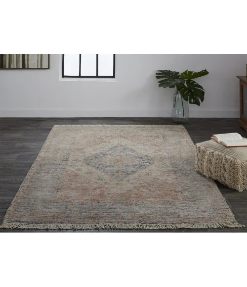 Feizy Caldwell Vintage Space Dyed Wool Rug, Blue/Orange, 10ft x 14ft Area Rug