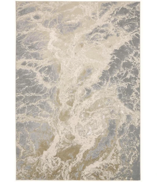 Feizy Aura Industrial Abstract, Ivory/Silver/Gold, 13' x 20' Area Rug