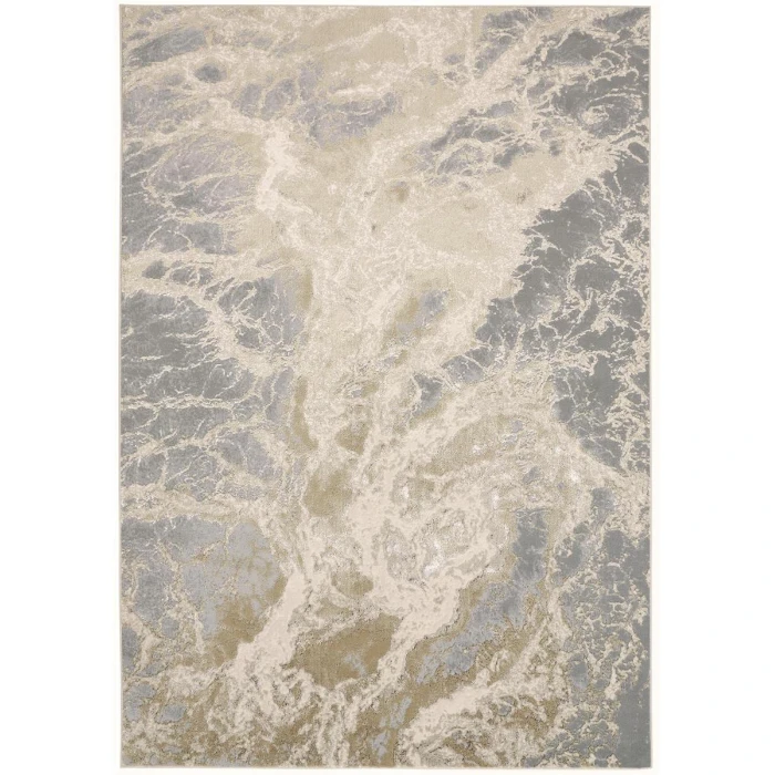 Feizy Aura Industrial Abstract, Ivory/Silver/Gold, 13' x 20' Area Rug