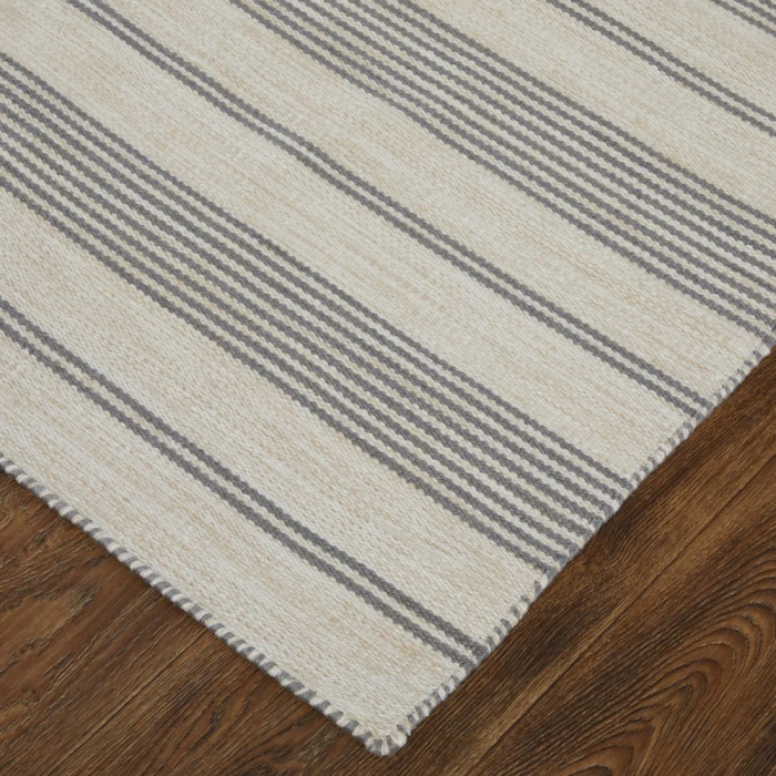 Feizy Duprine Casual Stripes, Gray/Ivory, 10' x 14' Area Rug