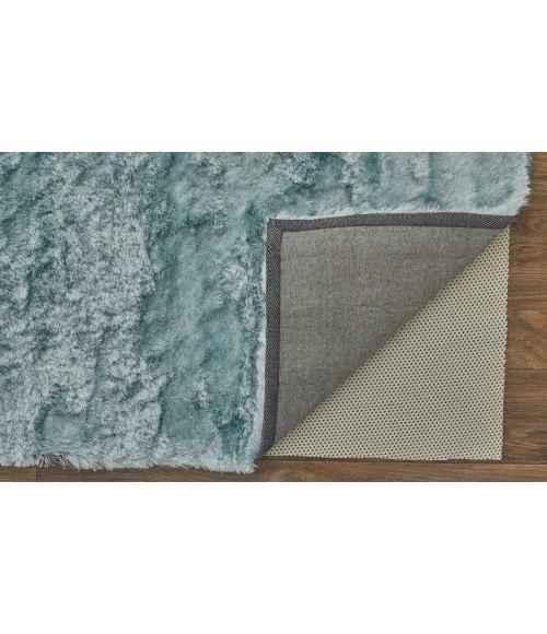 Feizy Indochine Luxury & Glam Solid, Blue/Silver, 8' x 8' Round Rug