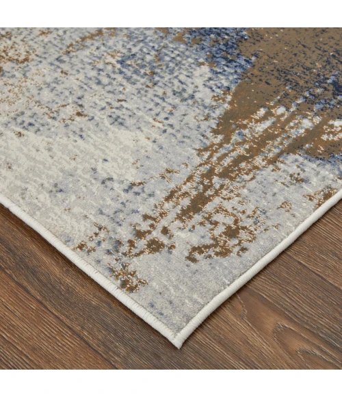 Feizy Clio Bohemian & Eclectic Abstract, Ivory/Blue/Brown, 9' x 12' Area Rug