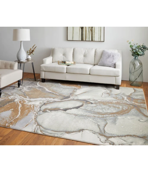 Feizy Clio Industrial Abstract, Gray/Brown, 12' x 15' Area Rug