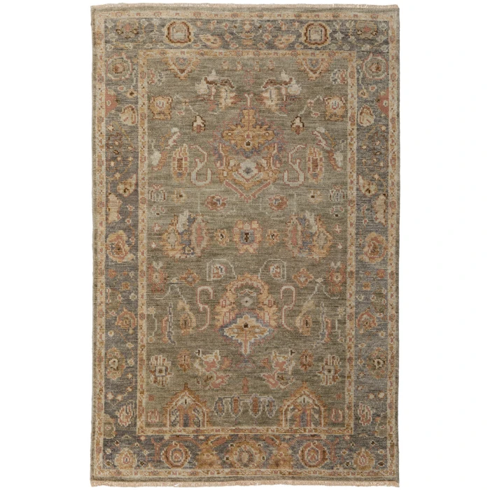 Feizy Carrington Vintage Oriental, Gray/Gold/Pink, 9'-6" x 13'-6" Area Rug
