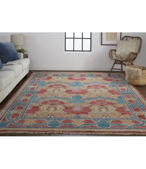 Feizy Beall Luxe Wool Arts and Crafts Rug, Swedish Blue, 11ft - 6in x 15ft Area Rug