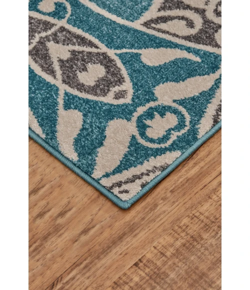 Feizy Harlow Mid-Century Modern Abstract, Blue/Ivory/Black, 10' x 13'-2" Area Rug