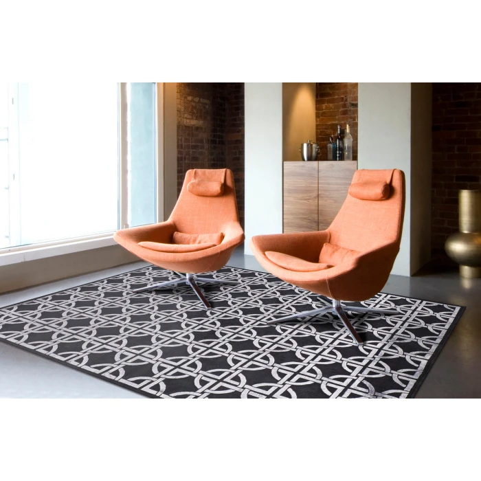 Feizy Dim Sum Global Abstract, Black/Silver, 8'-6" x 11'-6" Area Rug