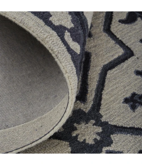 Feizy Fallon Rustic Farmhouse Rug, Ornamental, Light Gray/Black, 2ft x 3ft Accent Rug