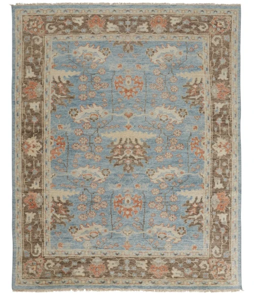 Feizy Beall Luxury Wool, Ornamental Flora, Cool Blue, 9ft-6in x 13ft-6in Area Rug