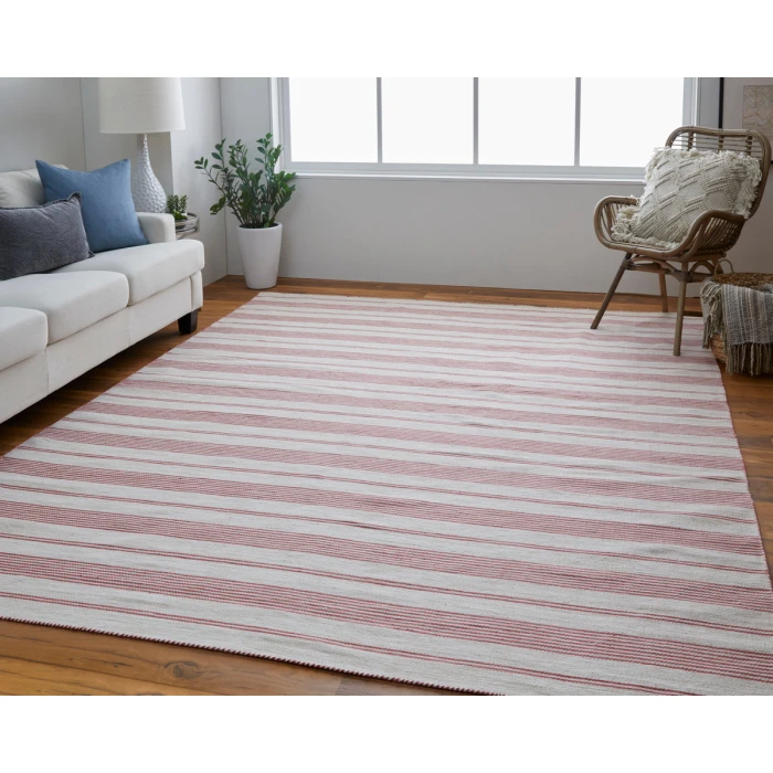 Feizy Duprine Casual Stripes, Red/Ivory, 8' x 11' Area Rug