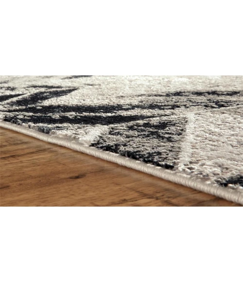 Feizy Micah Industrial Chevron, Black/Gray/Silver, 12' x 18' Area Rug