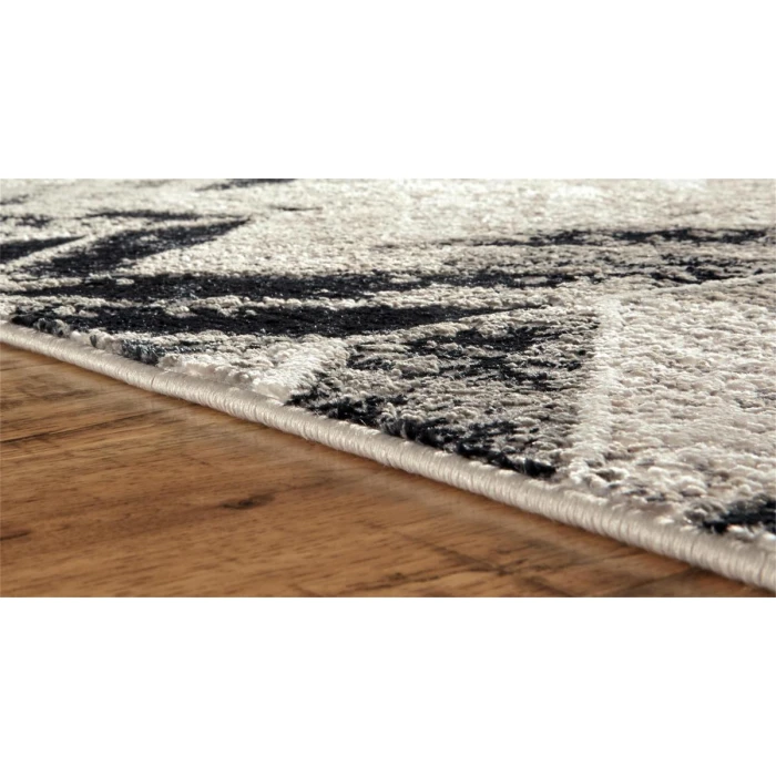 Feizy Micah Industrial Chevron, Black/Gray/Silver, 8' x 10' Area Rug
