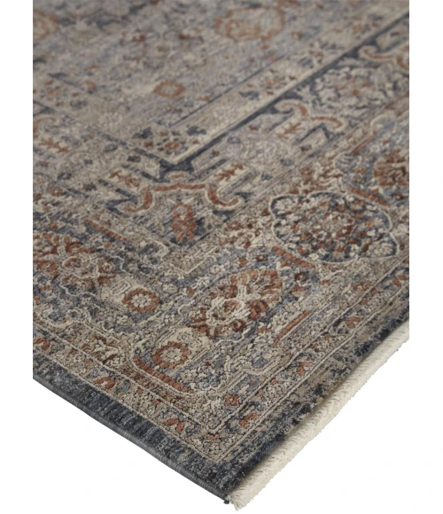 Feizy Marquette Rustic Persian Farmhouse Rug, Rust/Denim Blue, 2ft - 8in x 10ft, Runner