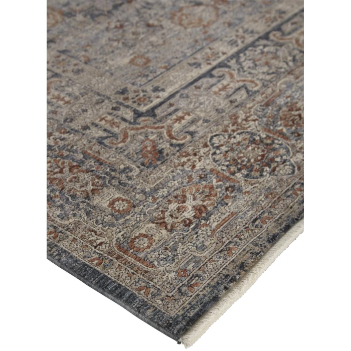 Feizy Marquette Rustic Persian Farmhouse Rug, Rust/Denim Blue, 2ft x 3ft Accent Rug