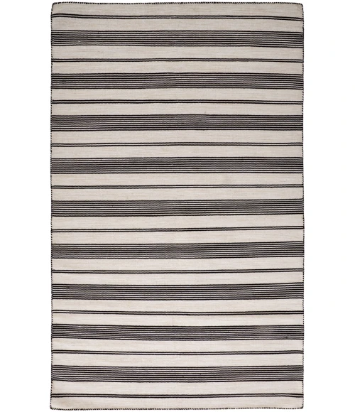 Feizy Duprine Casual Stripes, Black/White/Ivory, 10' x 14' Area Rug