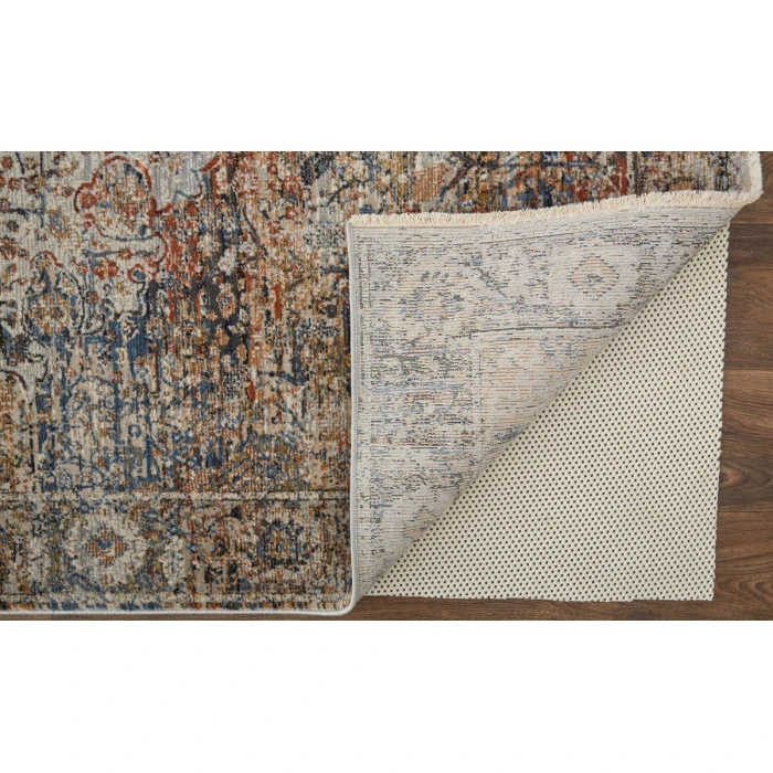 Feizy Kaia Bohemian & Eclectic Medallion, Tan/Orange/Blue, 2'-6" x 10' Runner
