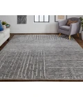Feizy Alford Minimalist Eyelash Wool Rug, Silver Gray/Ivory, 11ft-6in x 15ft Area Rug