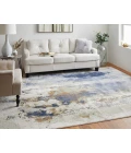 Feizy Clio Industrial Abstract, Blue/Orange/Ivory, 2'-9" x 7'-10" RUNNER Runner
