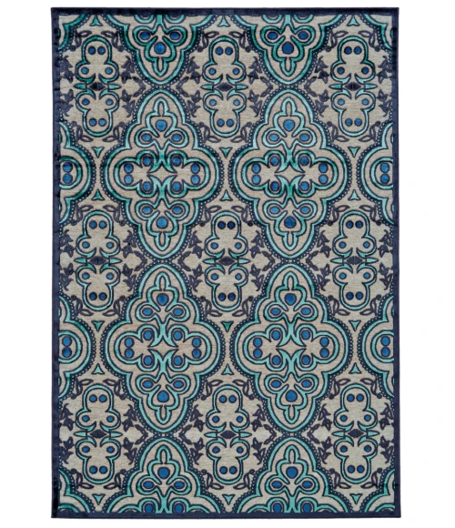 Feizy Saphir Callo Bohemian & Eclectic Damask, Tan/Taupe/Blue, 7'-6" x 10'-6" Area Rug