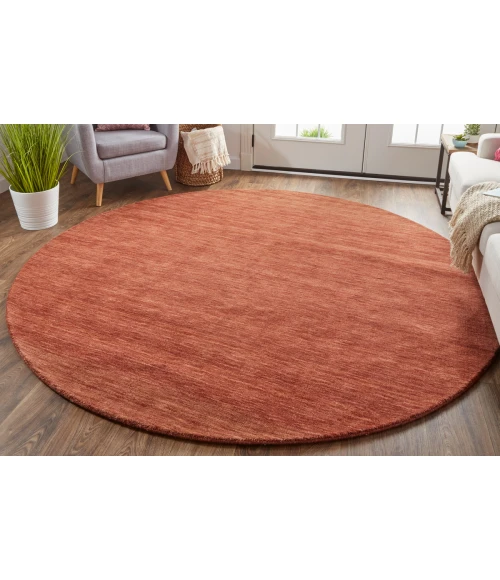 Feizy Luna Casual Solid, Orange/Red, 10' x 10' Round Rug