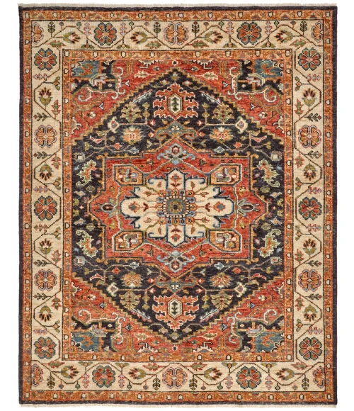 Feizy Carrington Bohemian & Eclectic Medallion, Red/Black/Ivory, 2' x 3' Accent Rug